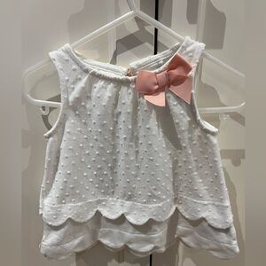 Tahari White Sleeveless dress top with Pink Bow 3-6m